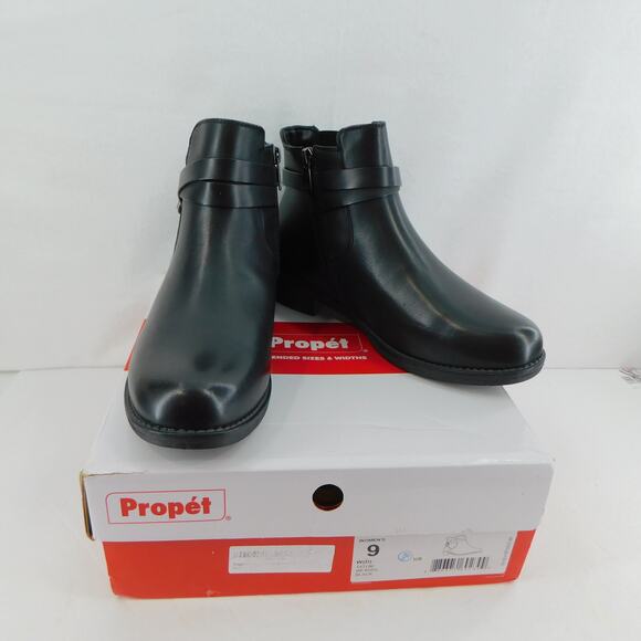 Propét Shoes - Propét Womens Tatum Black Ankle Boots Leather Size 9 New